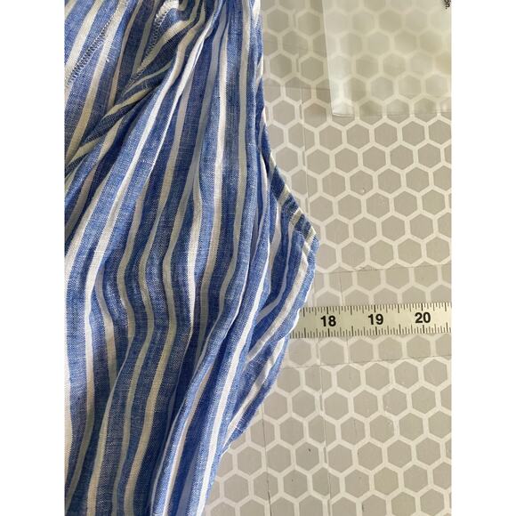 Beatriz Camacho Womens Jumpsuit Size 8 Blue Striped Linen Wide Leg Lagenlook - Picture 6 of 9